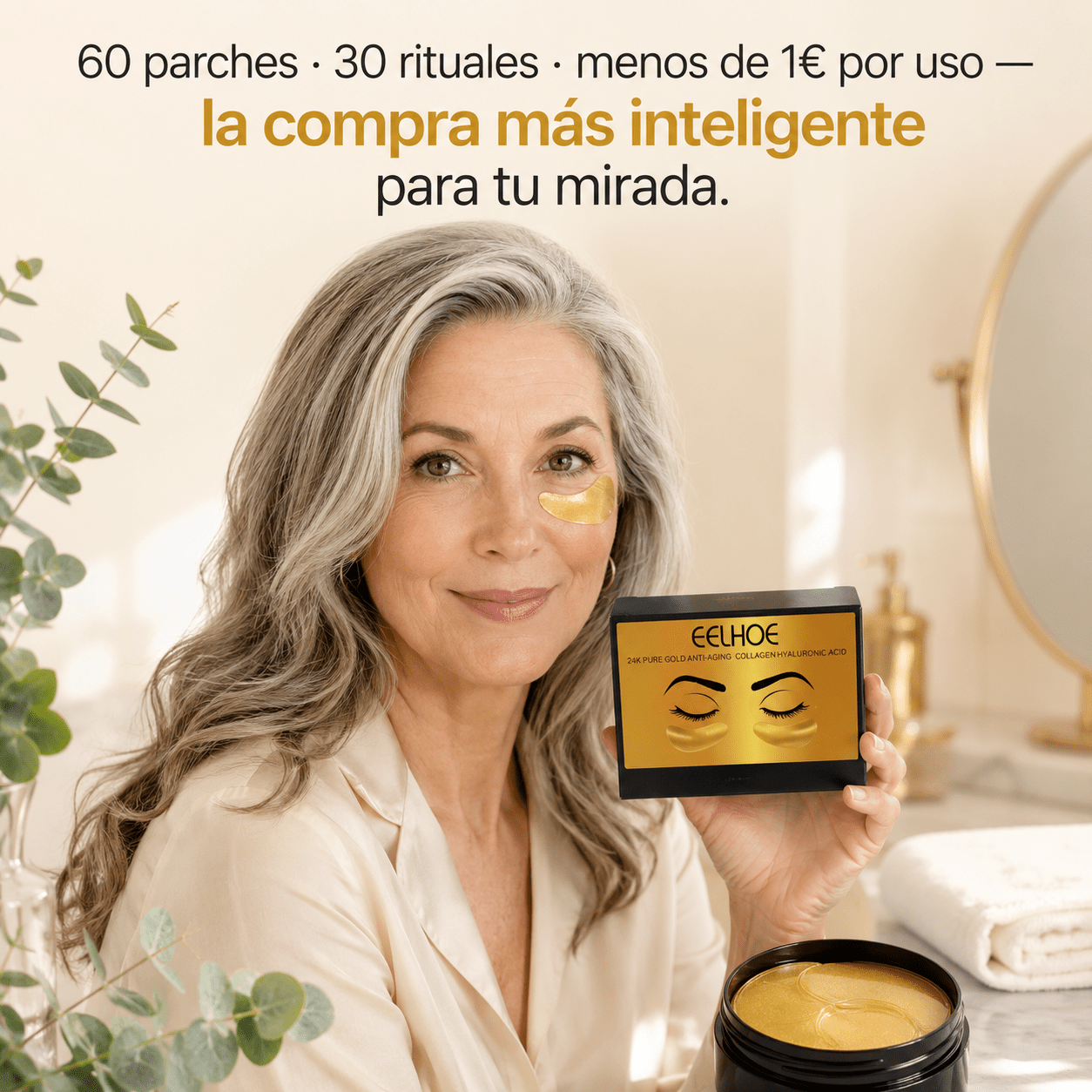 Parches de Oro 24K para Ojos — 60 uds | Évorya✨👁️