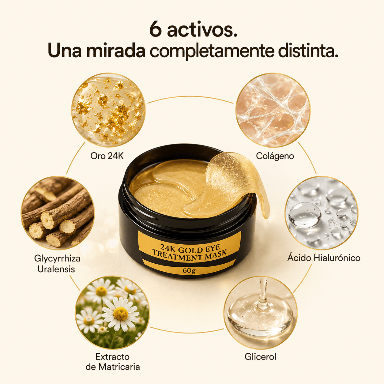Parches de Oro 24K para Ojos — 60 uds | Évorya✨👁️