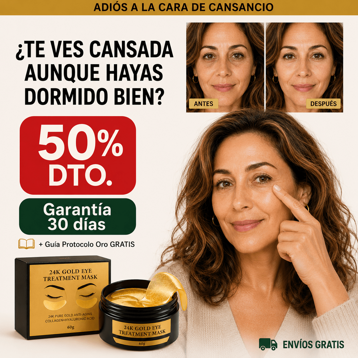 Parches de Oro 24K para Ojos — 60 uds | Évorya✨👁️